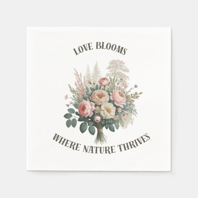 Liebe blüht mit der Natur Serviette (Vorderseite)