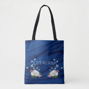Liebe blüht weiße Rosen, die Blau Gewohnheit Tasche