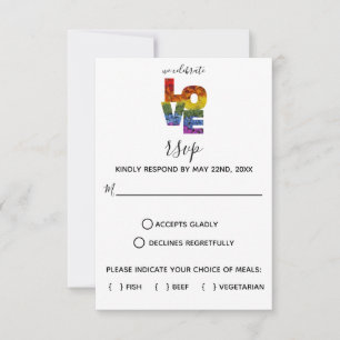 LIEBE Blume Gleiche Sex-Hochzeitkarte RSVP Karte