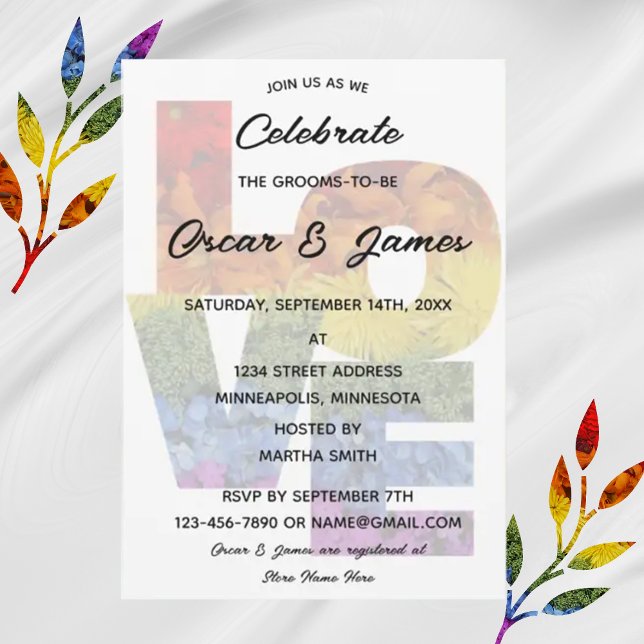 LIEBE Blume Gleichgeschlechtliche Engagement-Parte Einladung (Von Creator hochgeladen)