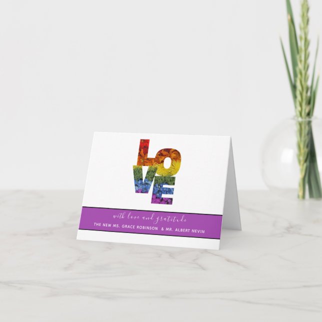 LIEBE Blume gleichgeschlechtliche Hochzeitssammlun Dankeskarte (Vorderseite)