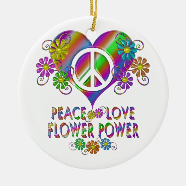 Liebe Blume Power Keramik Ornament (Vorne)