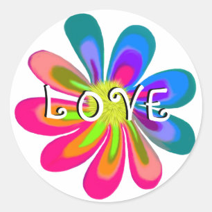 LIEBE Blume Runder Aufkleber