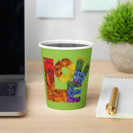 Liebe Blume Sammlung Grüner Hintergrund Pappbecher