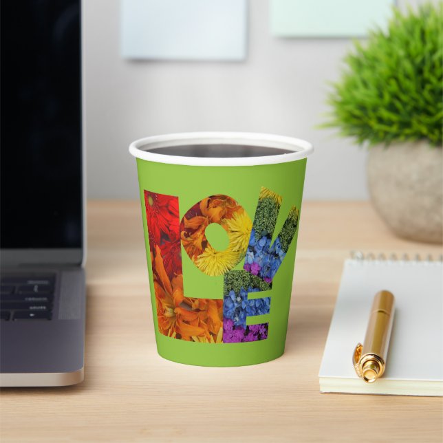 Liebe Blume Sammlung Grüner Hintergrund Pappbecher (InSitu)