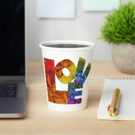 Liebe Blume Sammlung Weißer Hintergrund Pappbecher