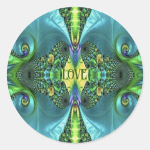 Liebe Blume Trippy Batik Art Runder Aufkleber