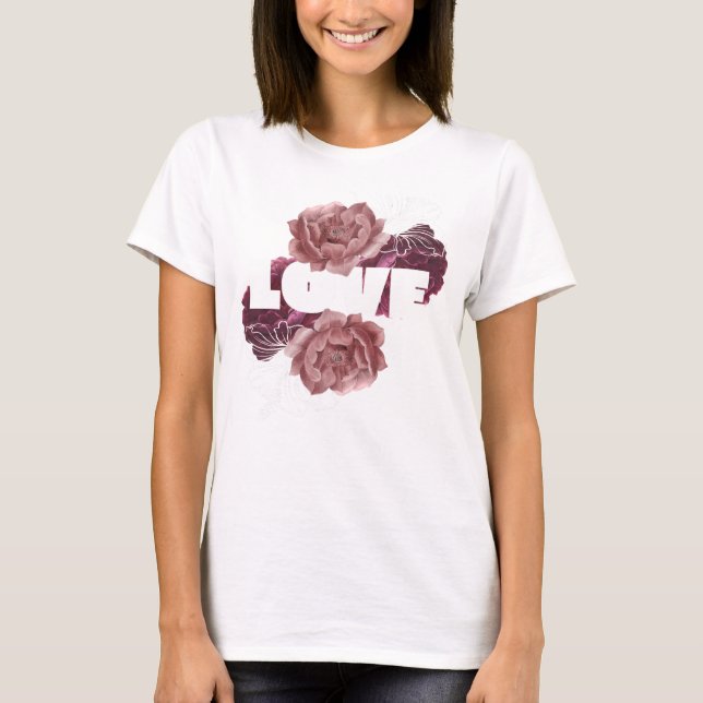 Liebe Blume Weiße T - Shirt (Vorderseite)