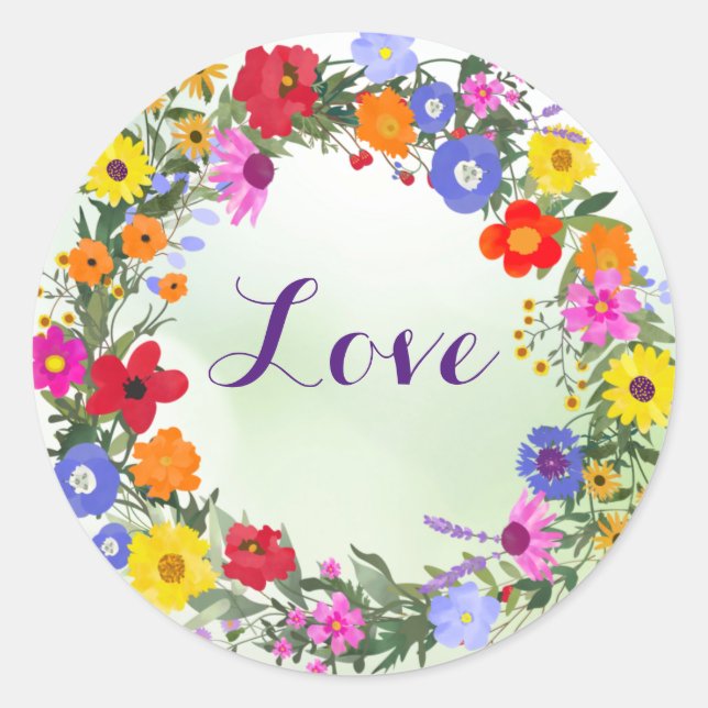 Liebe Blumen Aufkleber (Vorderseite)