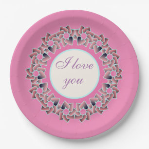 Liebe Blumendesign Papier-Teller für Sweet Heart Pappteller