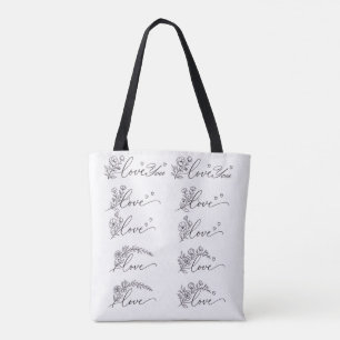 Liebe & Blumenmuster in 5er-Set-Tragetasche Tasche