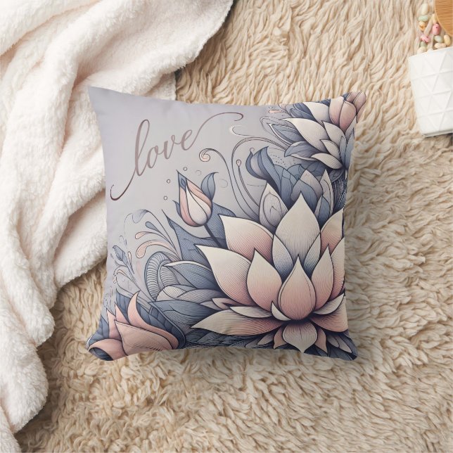 "Liebe" Blumenwirbelkissen Kissen (Decke)