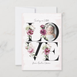LIEBE Blush Floral Baby Girl's Birthday Guest Dankeskarte