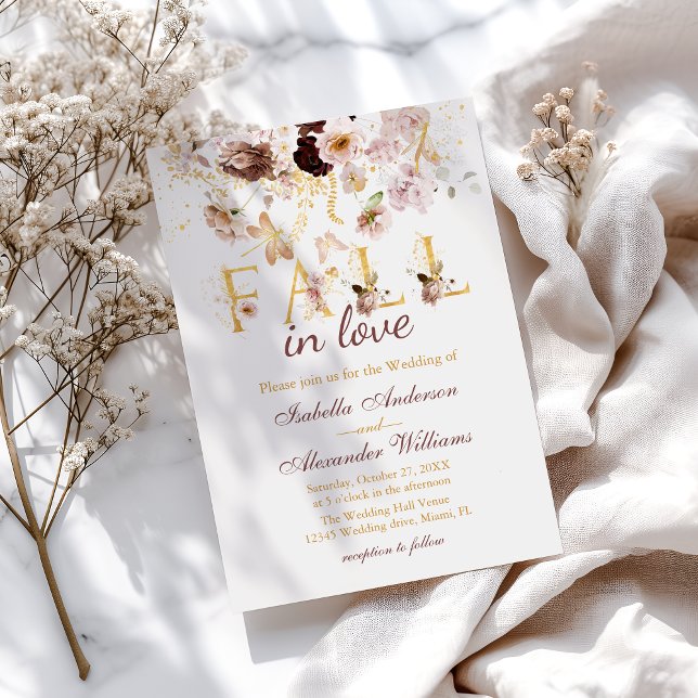 Liebe Blush Peony & Gold Burgund Hochzeit Einladung (Von Creator hochgeladen)