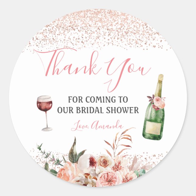 Liebe Blush Pink Brautparty Danke Runder Aufkleber (Vorderseite)