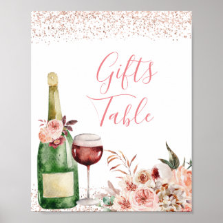 Liebe Blush Pink Brautparty Gift Table Poster