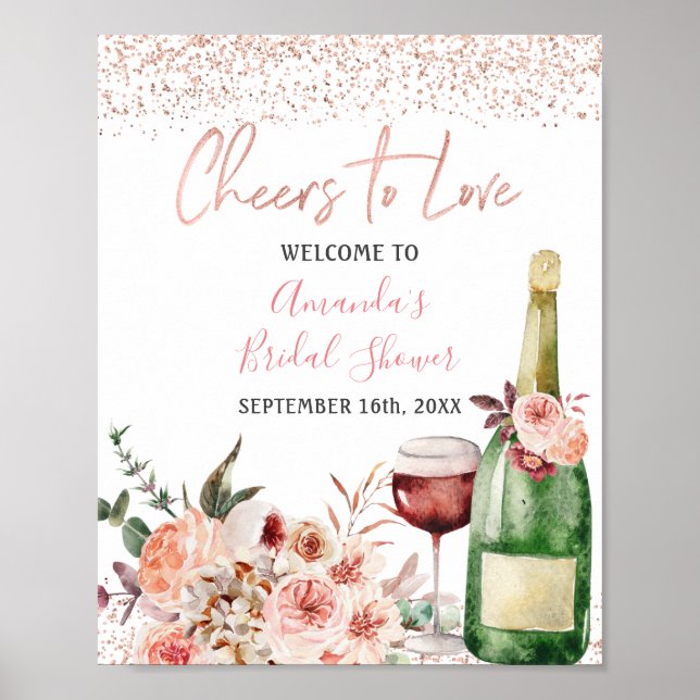 Liebe Blush Pink Brautparty Willkommen Poster (Vorne)