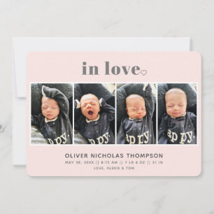 Liebe Blush Simple Modern Birth Announction