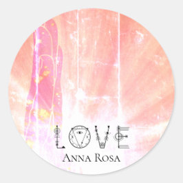 *~* Liebe Blushing Pink Energy Healing Händchen Runder Aufkleber