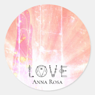 *~* Liebe Blushing Pink Energy Healing Händchen Runder Aufkleber