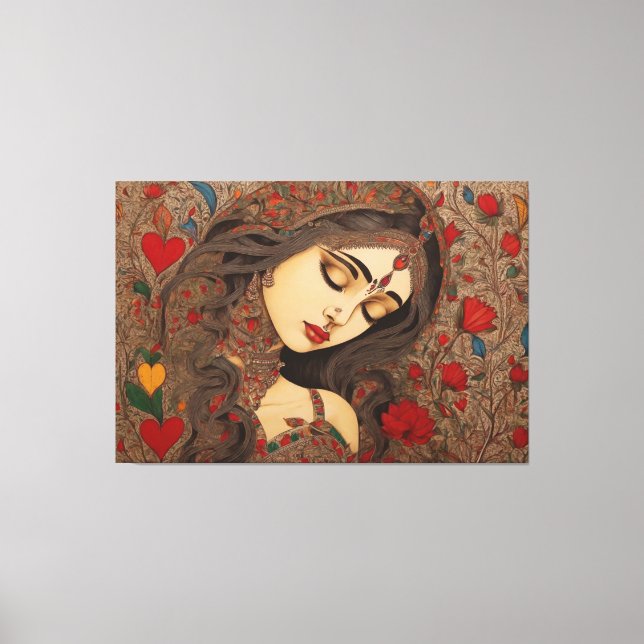 Liebe Blüten: Madhubani Canvas Prints Leinwanddruck (Vorderseite)