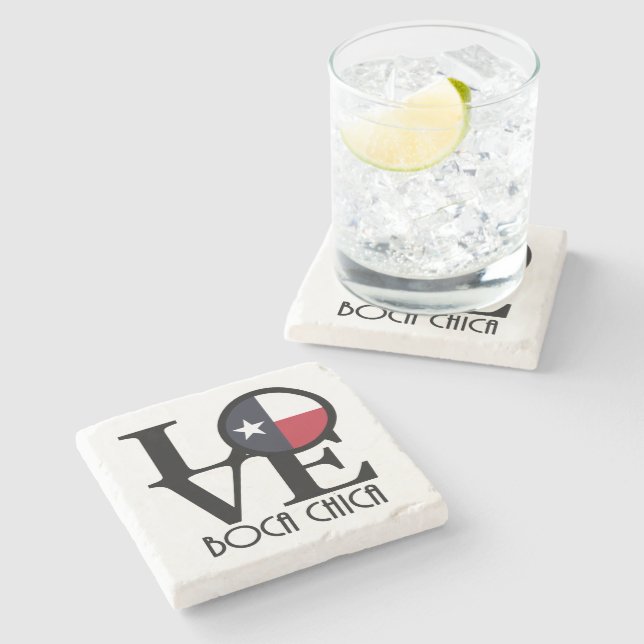 LIEBE Boca Chica Texas Steinuntersetzer (Seitenansicht)