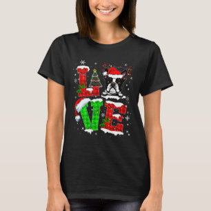 Liebe Boston Terrier Weihnachtsmannmütze Weihnacht T-Shirt