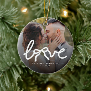 Liebe Bow Mr und Mrs Benutzerdefinierte Paare Hoch Keramik Ornament