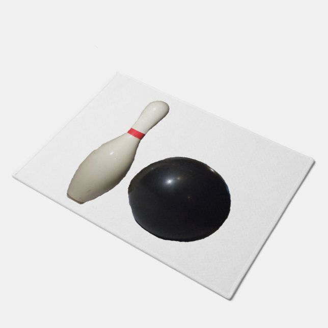 Liebe Bowling Ball und Button Door Mat Fußmatte (Schrägansicht)