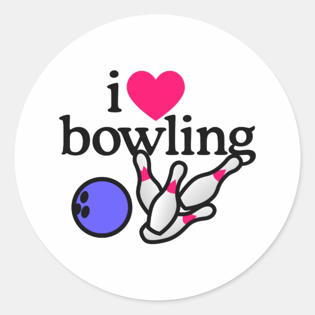 Liebe Bowling Runder Aufkleber (Vorderseite)