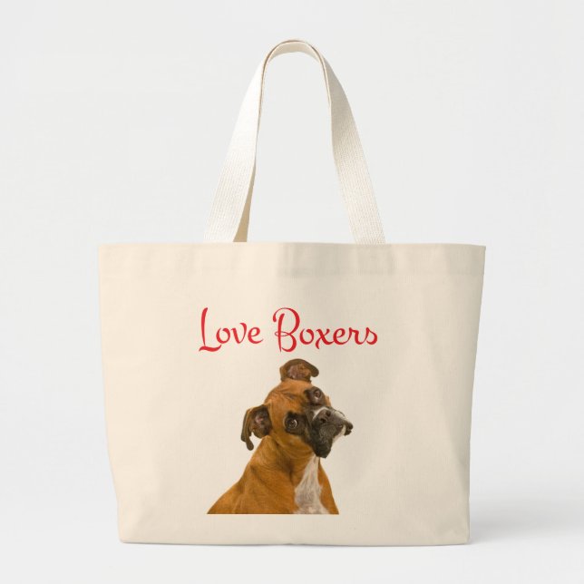 Liebe Boxer Welpen Hund Leinwand Totbeutel Jumbo Stoffbeutel (Vorne)