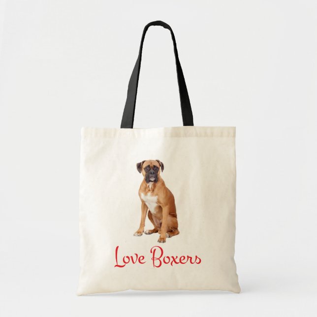 Liebe Boxer Welpen Hund Leinwand Totbeutel Tragetasche (Vorne)