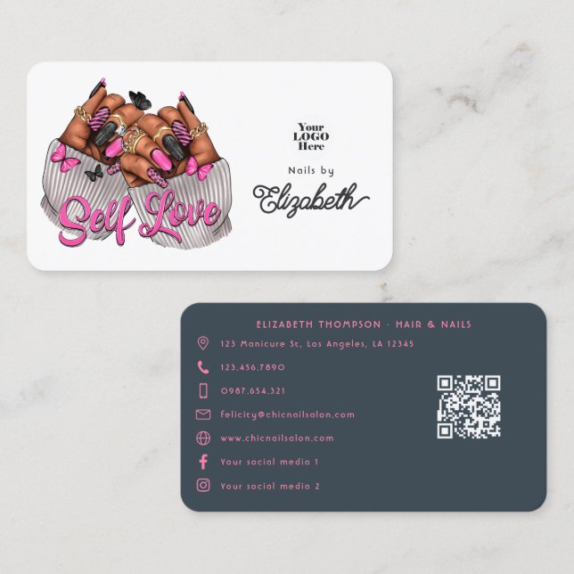 Liebe-Branding in Rosa und Kohle Visitenkarte (Vorne/Hinten)