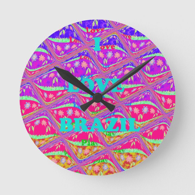 Liebe Brasilien.png Runde Wanduhr (Vorderseite)