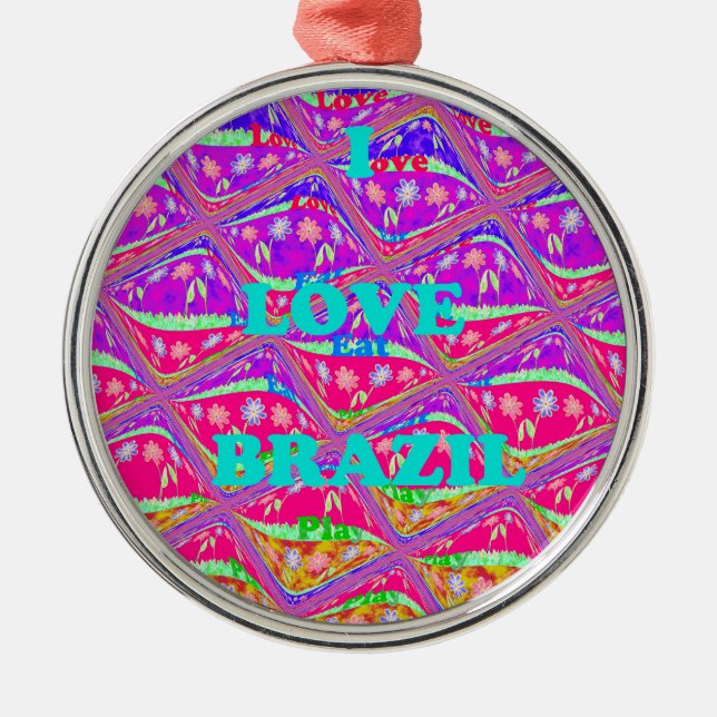 Liebe Brasilien.png Silbernes Ornament (Vorne)