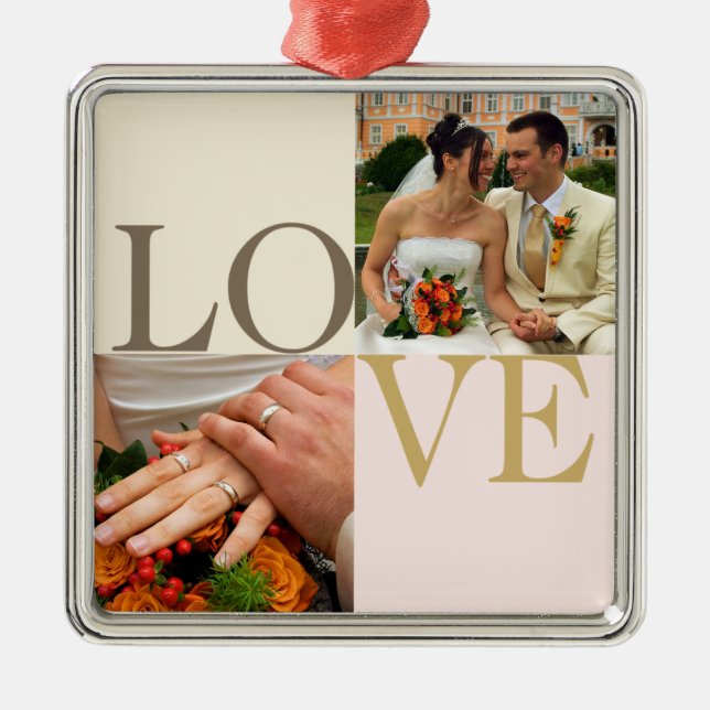 LIEBE Brauch-Foto Hochzeitstag Achtung Silbernes Ornament (Vorne)