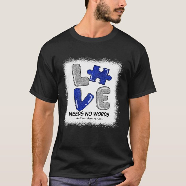 Liebe braucht kein Wort Autismus Bewusstsein Blaue T-Shirt (Vorderseite)