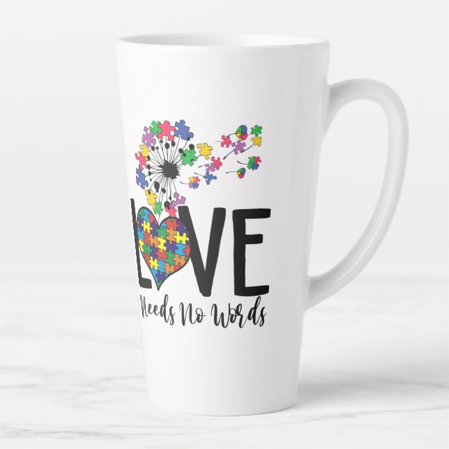 Liebe braucht kein Wort für Autismus Bewusstsein H Milchtasse (Rechts)