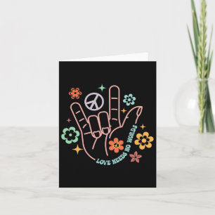 Liebe braucht kein Wort für Retro Hand Sign Groovy Karte