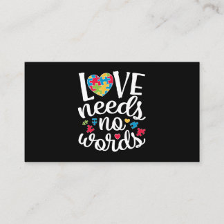 Liebe braucht kein Wort zu Shirt Autismus Bewussts Visitenkarte