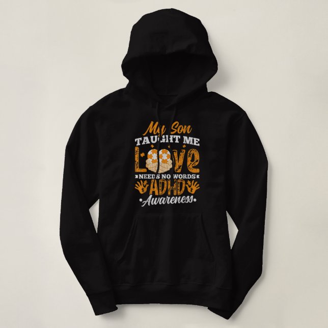 Liebe braucht keine Worte ADHD Awareness Orange Ri Hoodie (Design vorne)