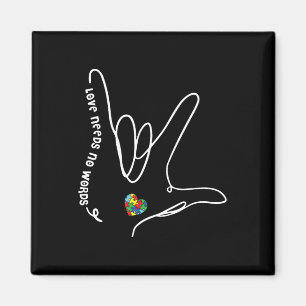 Liebe braucht keine Worte Asl Puzzle-Herz Autismus Magnet