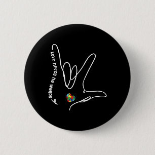 Liebe braucht keine Worte ASL Puzzle Stück Herzaut Button