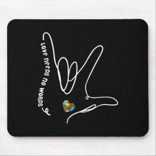 Liebe braucht keine Worte ASL Puzzle Stück Herzaut Mousepad