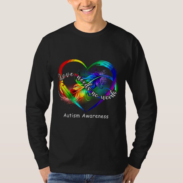 Liebe braucht keine Worte Autismus spricht Regenbo T-Shirt (Vorderseite)