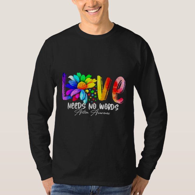 Liebe braucht keine Worte für Autismus Bewusstsein T-Shirt (Vorderseite)