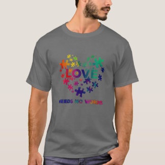 Liebe braucht keine Worte Herzprägung Autismus Stü T-Shirt