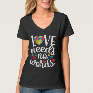 Liebe braucht keine Worte Puzzle Piece Herz Autism T-Shirt