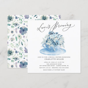 Liebe Brauen Blue Floral Bridal Teedusche  Einladung