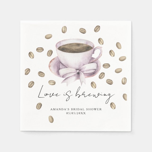 Liebe braut Bow Coffee Brautparty Serviette (Vorderseite)